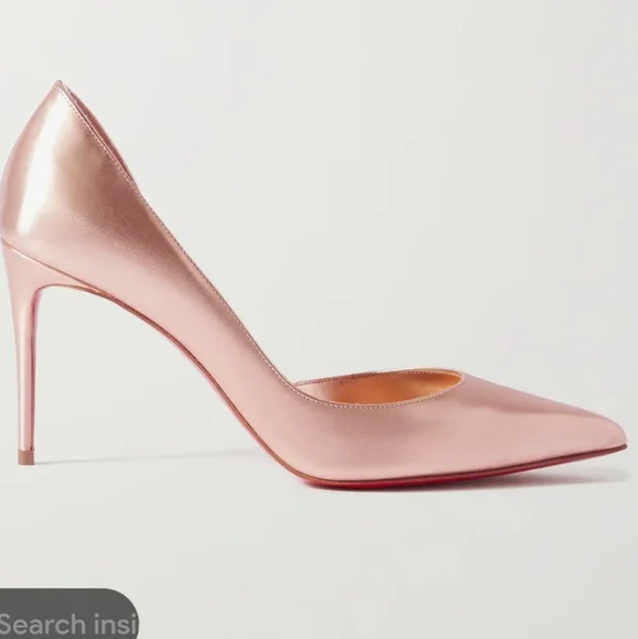 NWT$900 LOUBOUTIN Iriza 85 Leche Silk Satin metallic Leather Heel Pumps Sz 40.5 - Picture 2 of 15